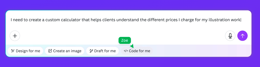 Canva code prompt