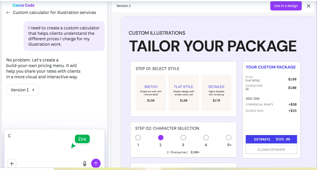 Canva code: Split Screen